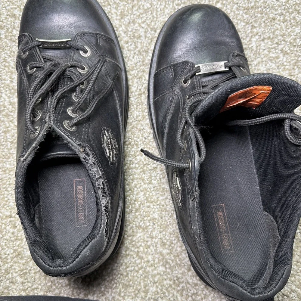 Men's Harley Davidson Low Top Ankle Boots Black Leather Size 11 Y2K Era Rare